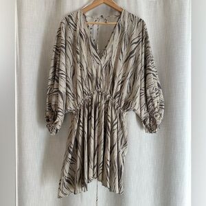 Mustard Seed Zebra Print Long Sleeve Dress - Black and Cream
